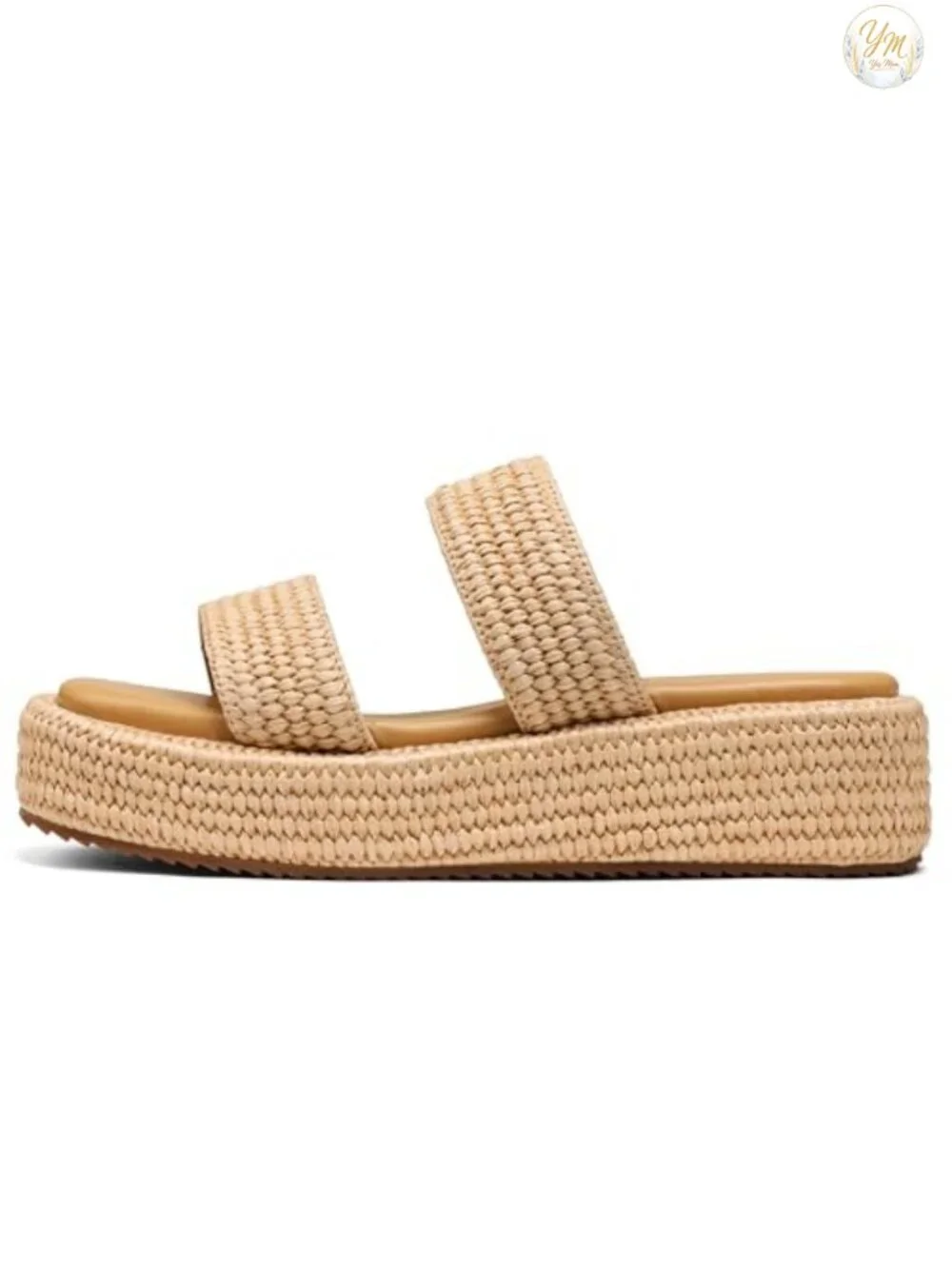 Woven Espadrilles Platform Wedge Sandals Non-Slip Slip-On for Women Summer